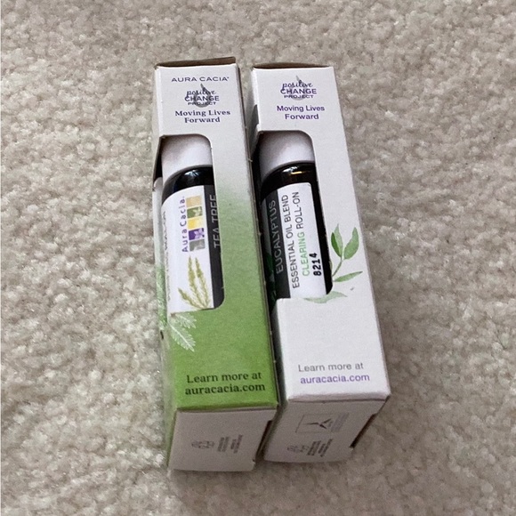 AURA CASIA 2 bottles essential oil roll-on,  tea tree & eucalyptus, NEW - Picture 2 of 5